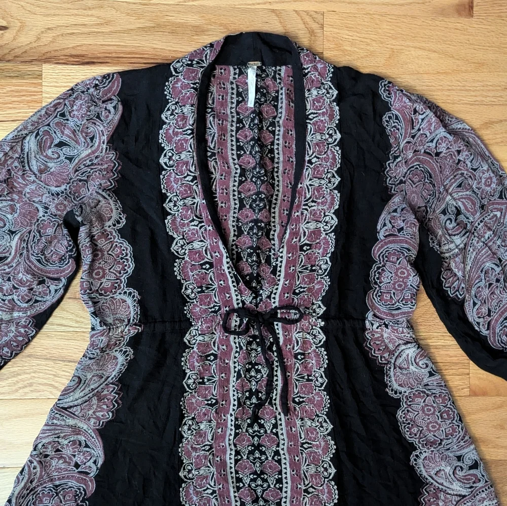 Free People Empire Waist Paisley Printed Boho Midi Dress Azalea Whimsigoth Fairy